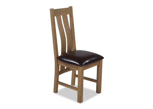 Faux Leather Seat Oak Framed Dining Chair - Canterbury Oak photo 1