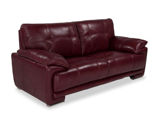 Red Leather 3 Seater Sofa - Livorno photo 1