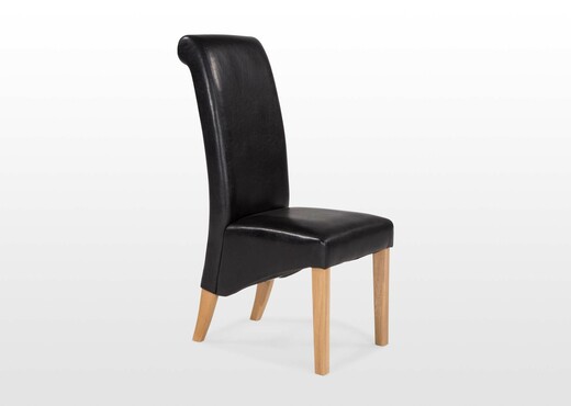 black leather dining chairs with oak legs