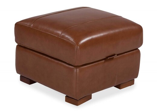Brown Leather Storage Footstool - Torino photo 1
