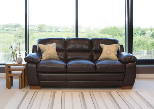 3 seater chocolate brown leather sofa