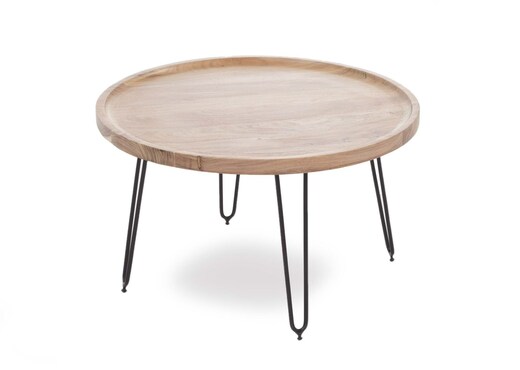 Large Round Coffee Table with Black Metal Legs - Crete photo 1