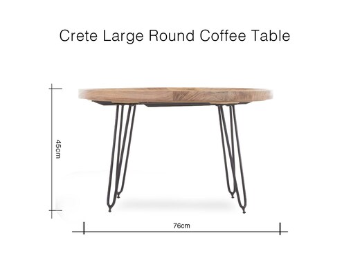 Large Round Coffee Table with Black Metal Legs - Crete photo 5