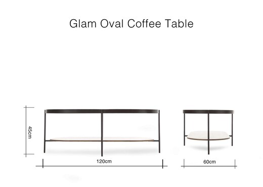 Black Metal & Walnut Oval Coffee Table - Glam photo 7