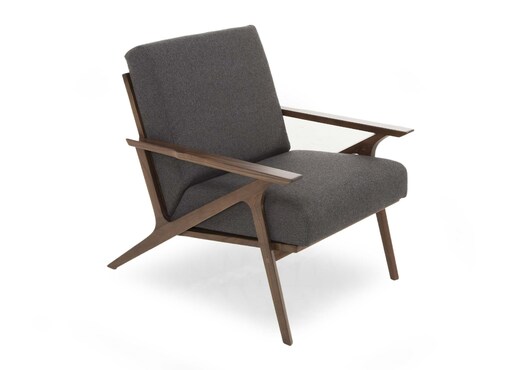 Grey Fabric With Walnut Armchair - Henrick photo 1