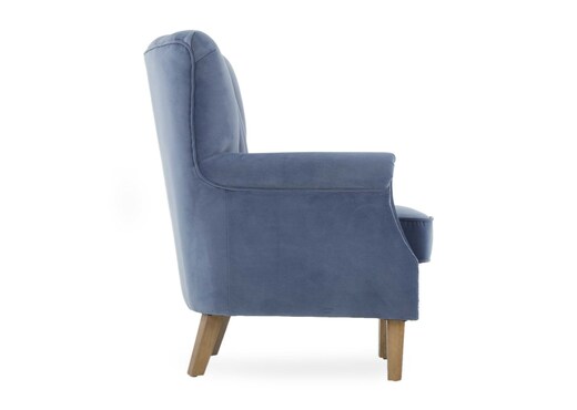 pale blue velvet armchair