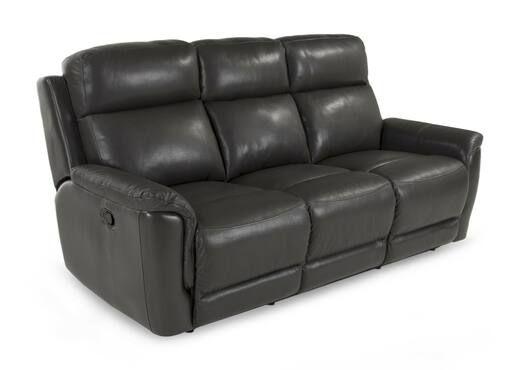 Interiors | 3 Seater Dark Grey Leather Reclining Sofa - Emily