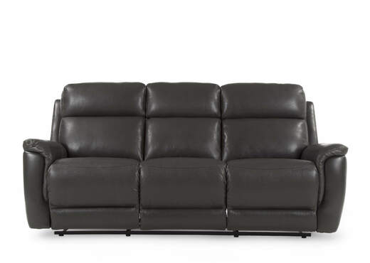 Interiors | 3 Seater Dark Grey Leather Reclining Sofa - Emily