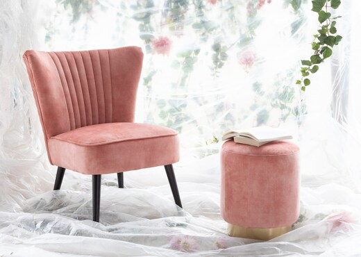 Pink Velvet Lounge Chair - Sakura photo 3