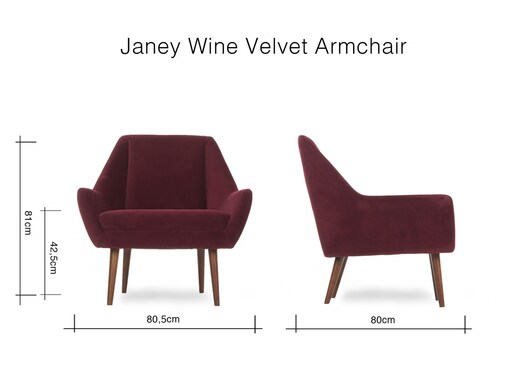 wine velvet armchair