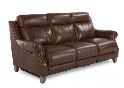 3 seater brown leather recliner sofa