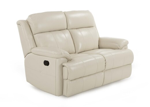 2 Seater Off White Leather Recliner - Embrace