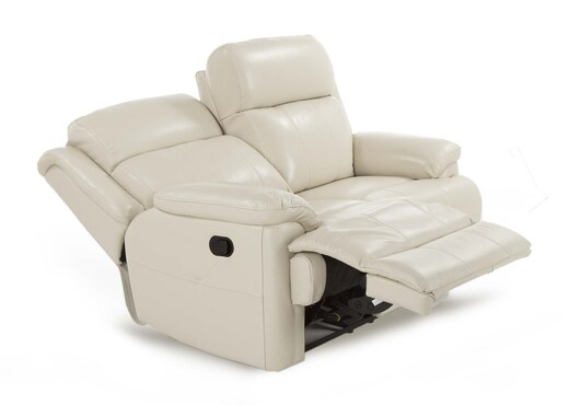 2 Seater Off White Leather Recliner - Embrace photo 4