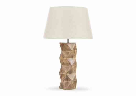 Mango Wood Table Lamp with Linen Shade - Pablo photo 1