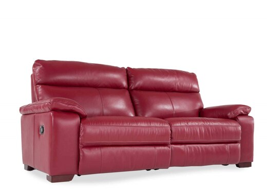 Interiors | 2.5 Seater Red Leather Reclining Sofa - Rimini