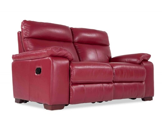 Interiors | 2 Seater Red Leather Reclining Sofa - Rimini