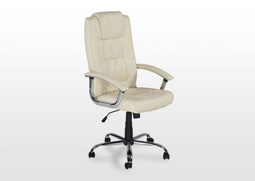 Modern Cream Leather Office Chair - Houston photo 1