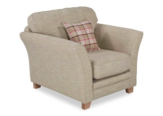 beige fabric armchair