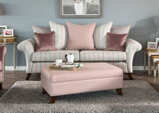 Interiors | Blush Pink Fabric Footstool - Laura