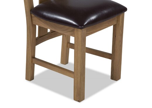 Faux Leather Seat Oak Framed Dining Chair - Canterbury Oak photo 2