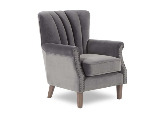 small grey velvet armchair