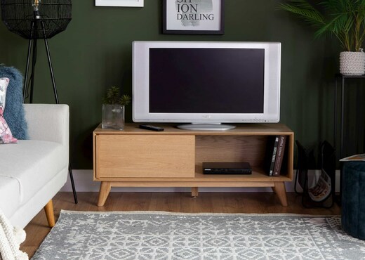 Interiors | Sliding Door Oak TV Unit - Rho