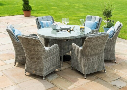 6 Seat Round Table Garden Dining Set With Ice Bucket & Lazy Susan - Oxford photo 2
