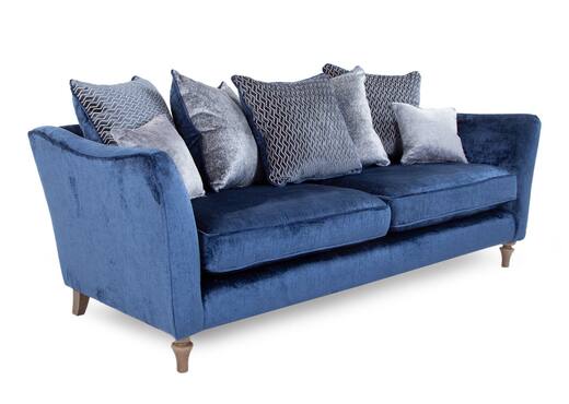 4 Seater Blue Fabric Pillowback Sofa - Sophia photo 1