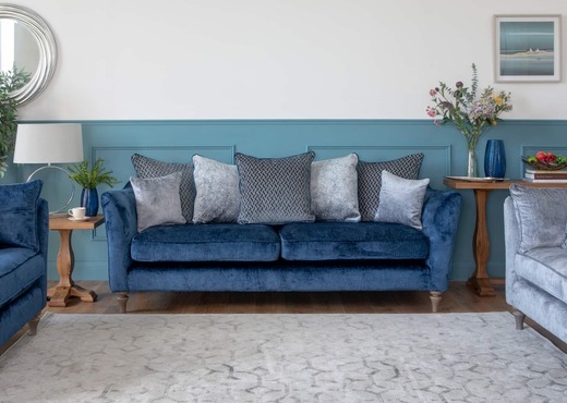 4 Seater Blue Fabric Pillowback Sofa - Sophia photo 2