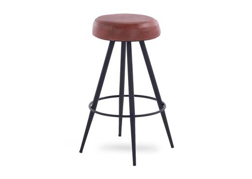 Interiors | Brown Leather Bar Stool - Dalton