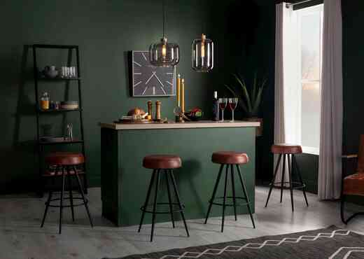 Interiors | Brown Leather Bar Stool - Dalton