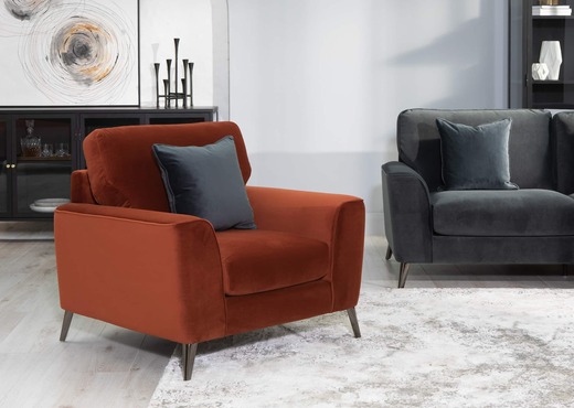 rust velvet armchair