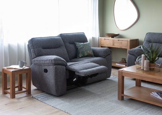 Interiors | 2 Seater Grey Fabric Power Reclining Sofa - Cairns