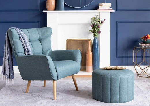 Blue Fabric Lounge Chair - Toronto photo 2