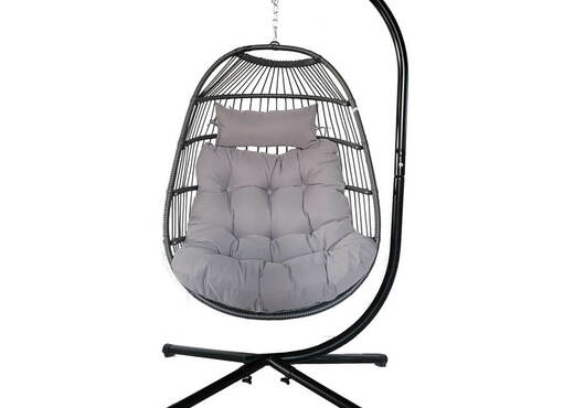 Egg Chair with Cushion and Rain Cover - Anthracite Grey photo 1