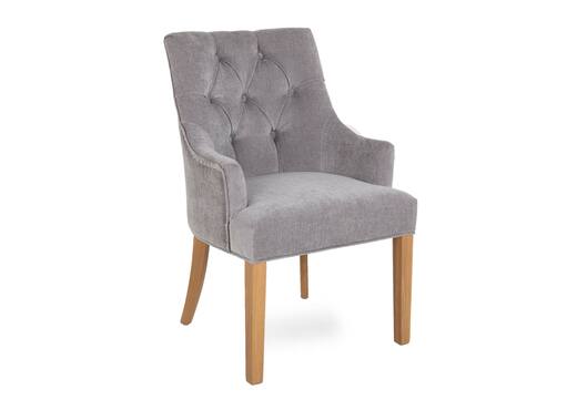 Interiors | Light Grey Fabric Carver Chair - Felix