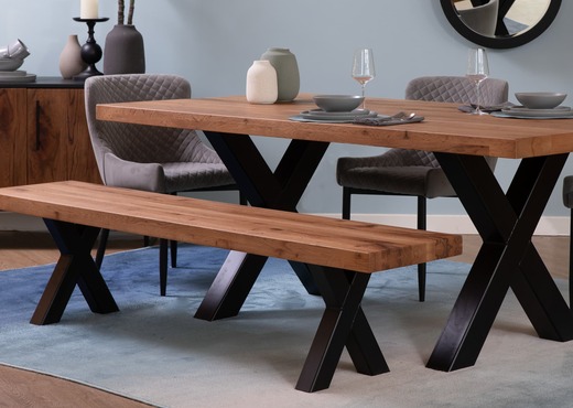 Interiors | 240cm X Leg Oak Dining Bench - Lucca