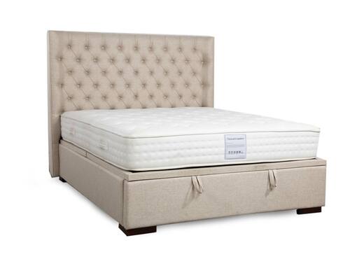 Double (4ft 6) Beige Linen Ottoman Bed - Chester photo 1