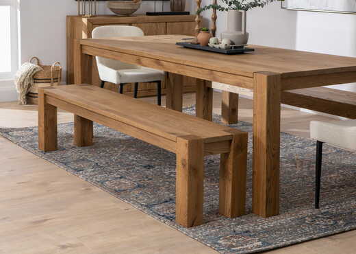 Interiors | 190cm Oak Dining Bench - Vintage
