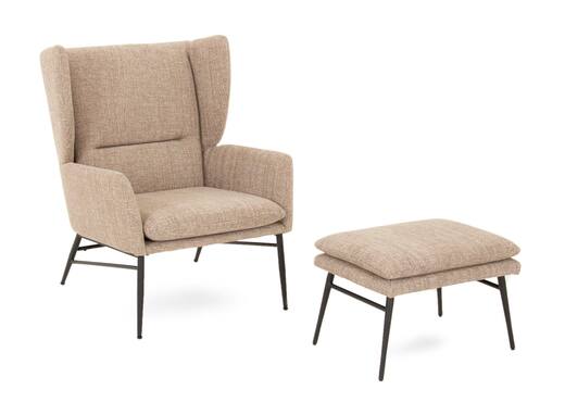 Beige armchair and store footstool