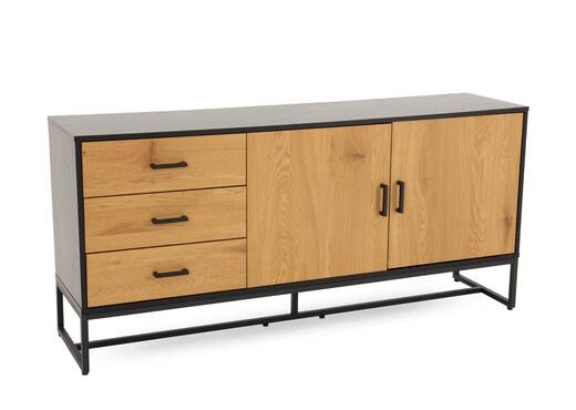 Interiors | 2 Door 3 Drawer Oak & Black Sideboard - Amsterdam