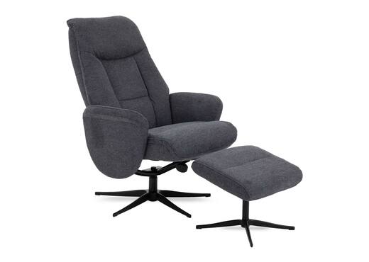 Interiors | Grey Fabric Recliner with Ottoman - Harry